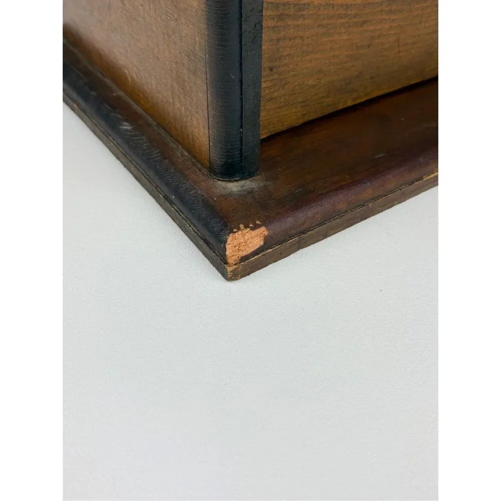 Vtg Hand Carved Wooden Bread Box Rustic Farmhouse Countertop Storage